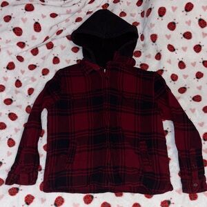 Aeropostale Red and Black Plaid Hoodie